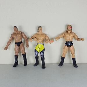 Jakks 1999 and 2003‎ WWE Wrestling Action Figures Triple H, The Rock, Kid Cash